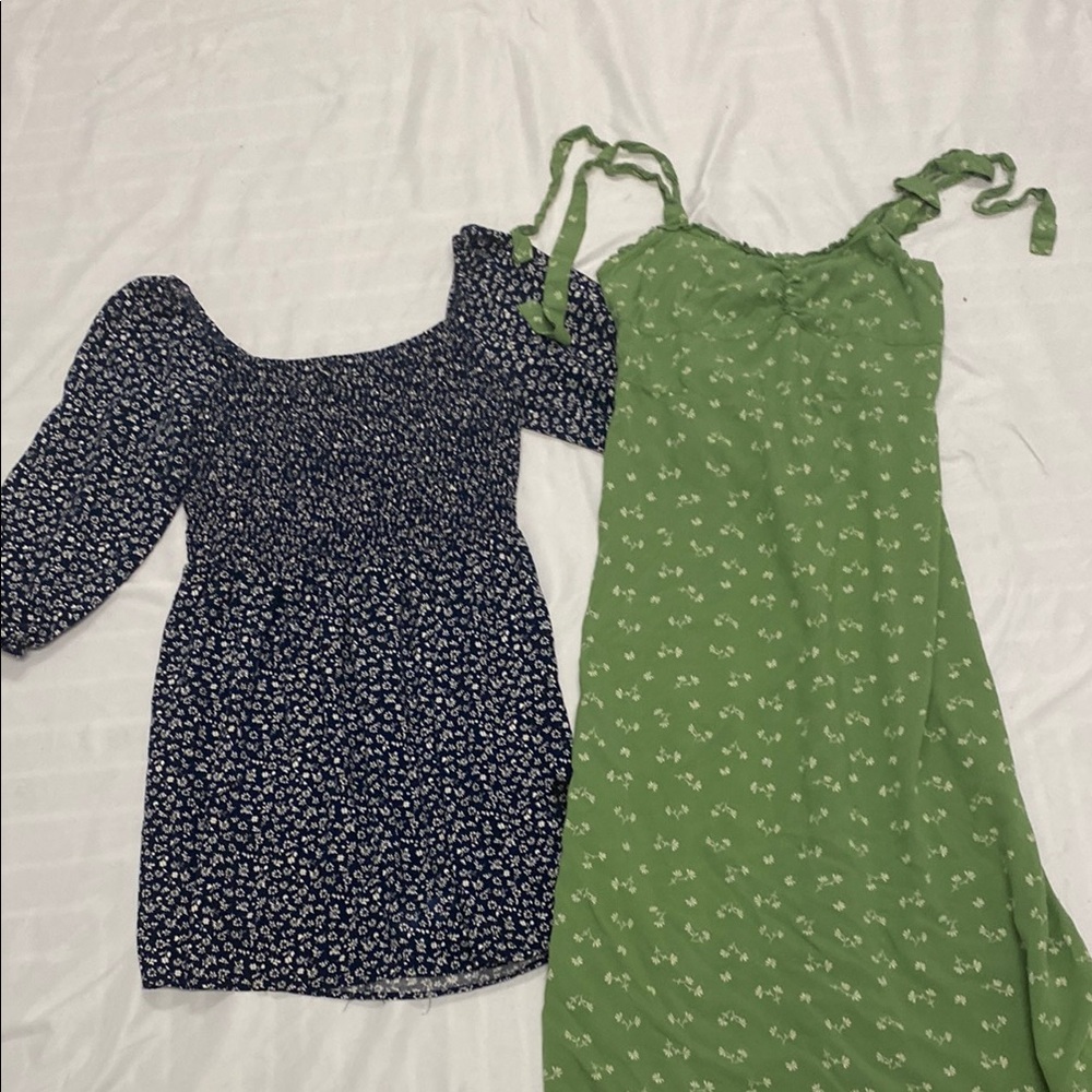 Floral Blue and Green Dresses
